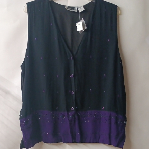 Maggie Barnes Tops - Maggie Barnes Black and Purple Blouse